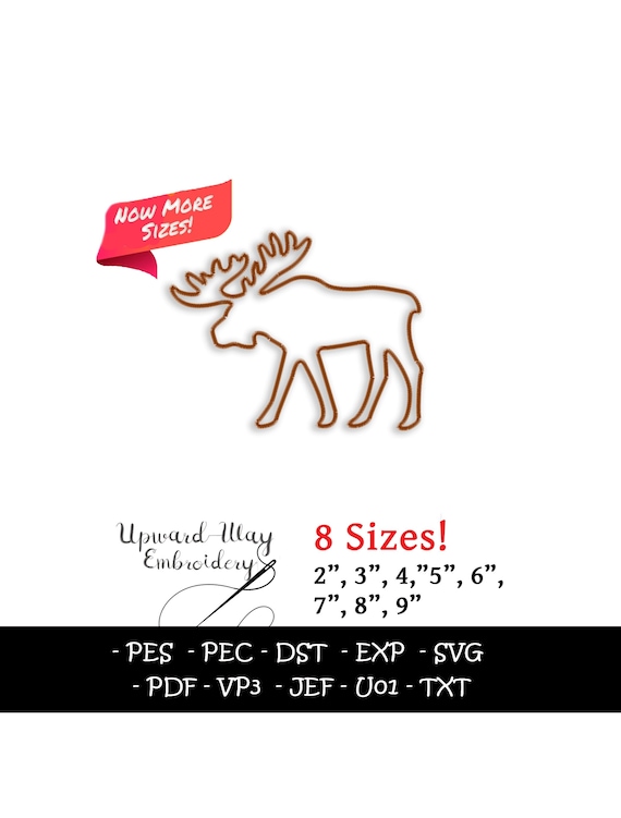 Moose applique, Moose Embroidery, wildlife embroidery, Brother Embroidery, Embroider, Embroidery font, pse, forest animals, woodland, sew