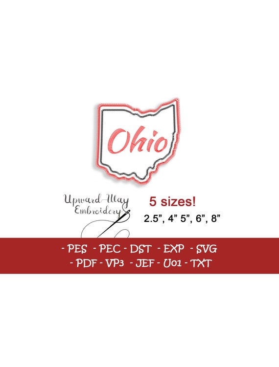 Ohio Embroidery Ohio Embroidery Design State Embroidery - Etsy