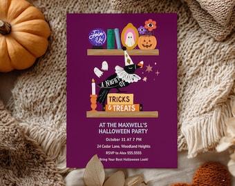 A Night of Tricks and Treats Invitation, Kids Halloween Party Invite Template, Editable Canva Halloween Invitation, Spooky Family Party