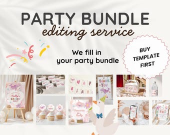 Party Bundle Fill-In Service | We Personalize Your Canva Party Decor Bundle | Editable Template Add-On