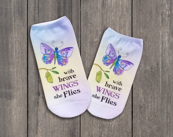With Brave Wings she Flies No-Show Socks