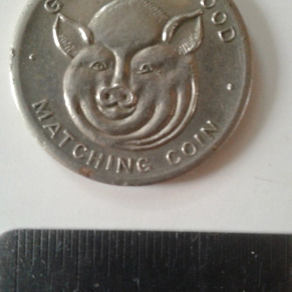 GUS GOOD FOOD, Chicago, Matching Coin, 1960's, Advertising Handout-Collectable Pigs