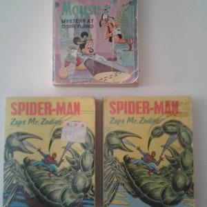 Spider-Man Zaps Mr. Zodiac 1976 Big Little Books, both issues & Mickey Mouse bonus book