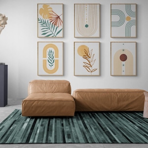 Boho Wall Art Set of 6 Prints, Mid Century Modern Minimalist Abstract Bohemian Decor, Printable Wall Art, Gallery Wall Set, Downloadable