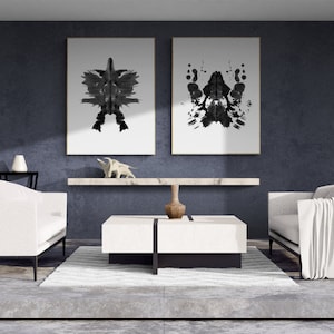 Ink blot Art Set of 2 Prints, Rorschach Test Art Prints, Psychiatrist Gift, Psychology Art Decor, Matisse Print Set Decor