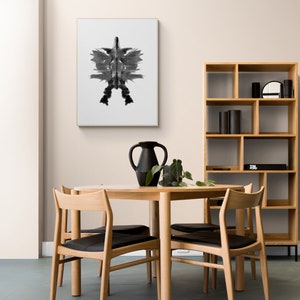 Ink Blot Wall Art, Rorschach Psychology Minimalist Abstract Contemporary Art, Printable Wall Art, Black and White Therapist Poster Gift