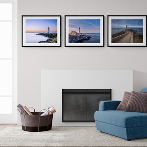Lighthouse 3 Piece Wall Art Landscape Prints, Coastal Nautical Ocean Beach Wall Art, Printable Wall Art, Downloadable Prints
