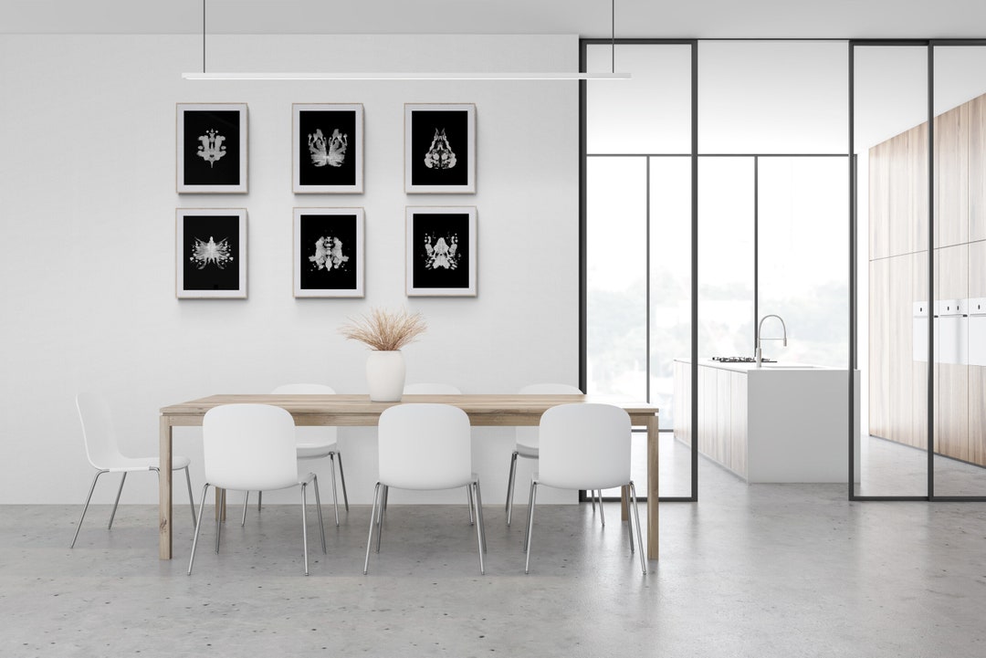 Ink Blot Wall Art Set of 6 Rorschach Test Prints Etsy