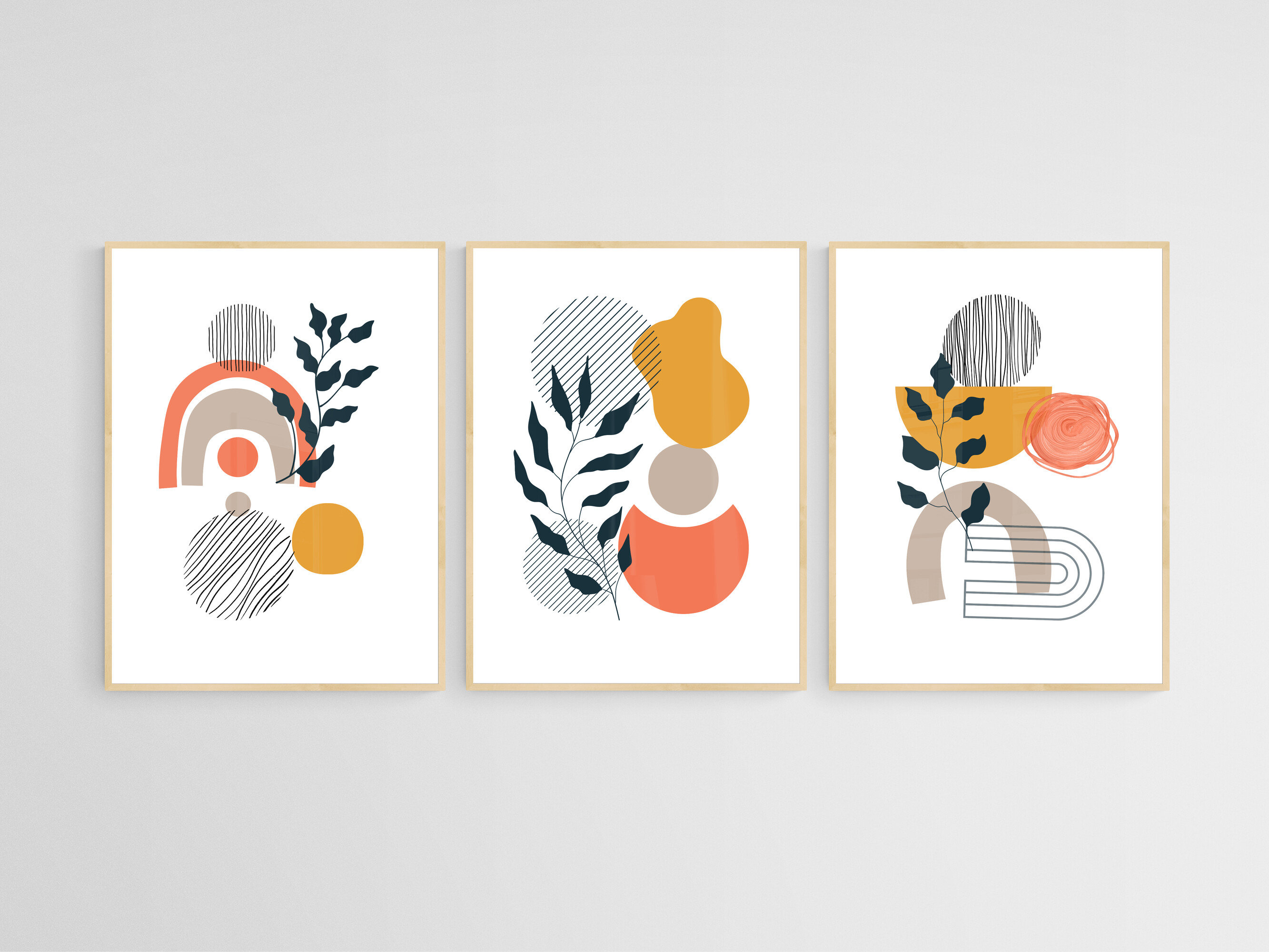 Boho Art Set of 3 Prints Boho Wall Art Abstract Gallery Wall - Etsy