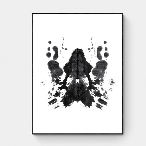 Ink Blot Wall Art, Rorschach Psychology Minimalist Abstract Contemporary Art, Printable Wall Art, Black and White Therapist Poster Gift