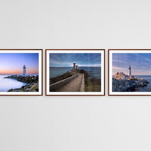 Lighthouse 3 Piece Wall Art Landscape Prints, Coastal Nautical Ocean Beach Wall Art, Printable Wall Art, Downloadable Prints
