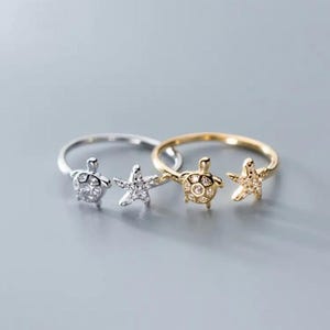 Wunderschöne Schildkröte & Stern Ring ~ 925 Sterling Silber Ring ~ Geburtsstein Ring ~ Diamantschliff Ring ~ Designer Ring ~ Frauen Schmuck ~ Geschenk für Sie