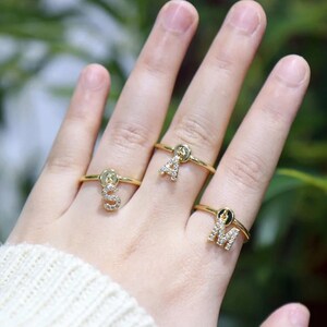 Schönster Buchstabe Namensring ~ Diamantschliff Ring ~ Minimalistischer Ring ~ Individueller Ring ~ Minimalistischer Ring ~ Frauen Schmuck für die Liebe