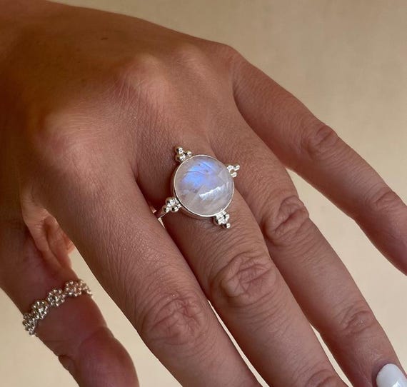 Bagues Fantaisie Bague Pierre Bleu Ciel Bague Pierre De Lune Arc