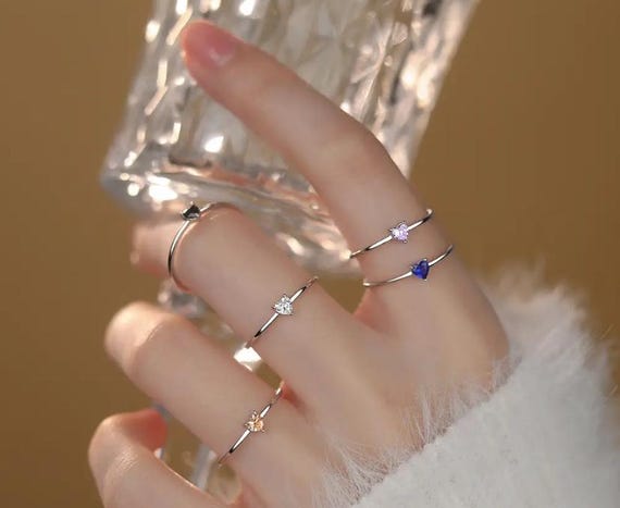 Gemstone Sterling Silver Minimalist Rings 925 Sterling Silver Ring