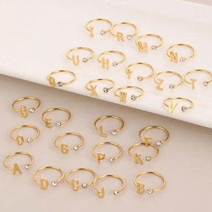 Affected Buchstabe Namensring / 925 Sterling Silber Ringe / Diamant Schnitt Ring / Diamant Schnitt Initialen Ring / Geburtsstein Ring für Sie