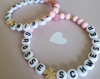 Perlenarmband große Schwester kleine eirmband Geschwisterkind personalisiert