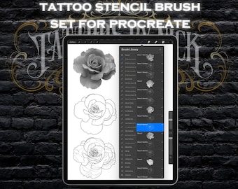 130+ Realistic Rose Tattoo Stencil Procreate Brush Set MEGA Bundle - Etsy