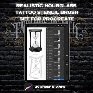 20 Realistic hourglass tattoo stencil brush set Procreate