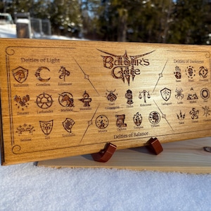 Baldur's Gate 3 Wooden Codex Board | Deities & Classes Engraved Plaque