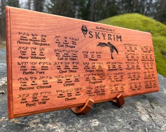 Skyrim Dragon Shout Plaque – Laser-Engraved Dovahzul Alphabet
