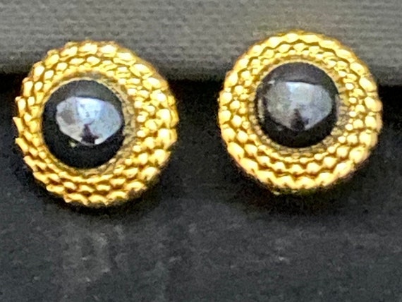 Vintage Black Cabochon and Gold Button PAOLO Gucc… - image 1