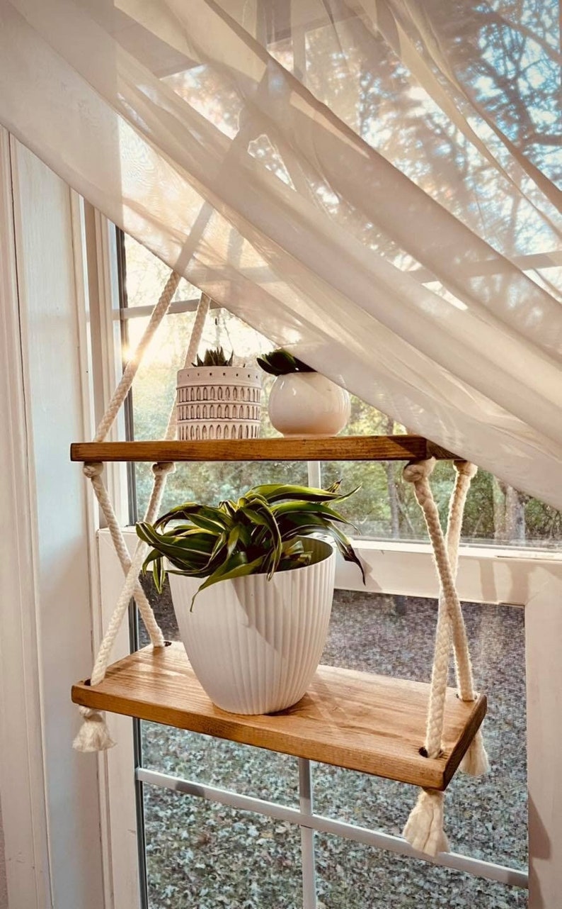 Hanging Window Plant Shelf Etsy