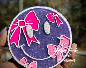 Ambientador para coche con forma de lazo Happy Face, Retro Freshie, aroma para coche, Car Freshie