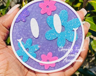Aromatizante de flores con cara feliz, aroma retro, aroma para coche, ambientador para coche, ambientador para coche