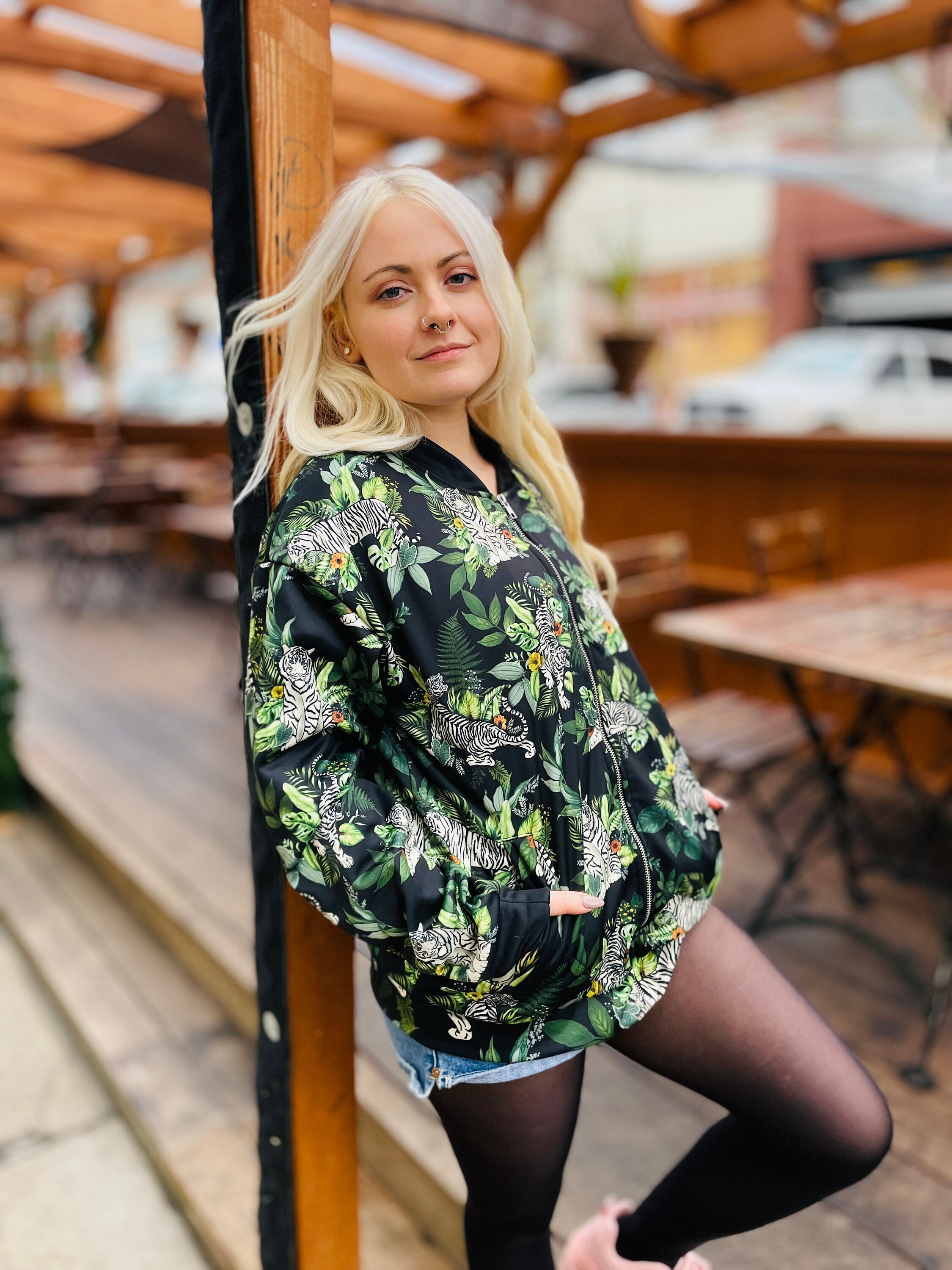 Animal print bomber shop