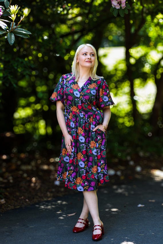 spring wrap dress Women's Organic Cotton and made for sunshine Women's Spring Wrap Maxi Dress