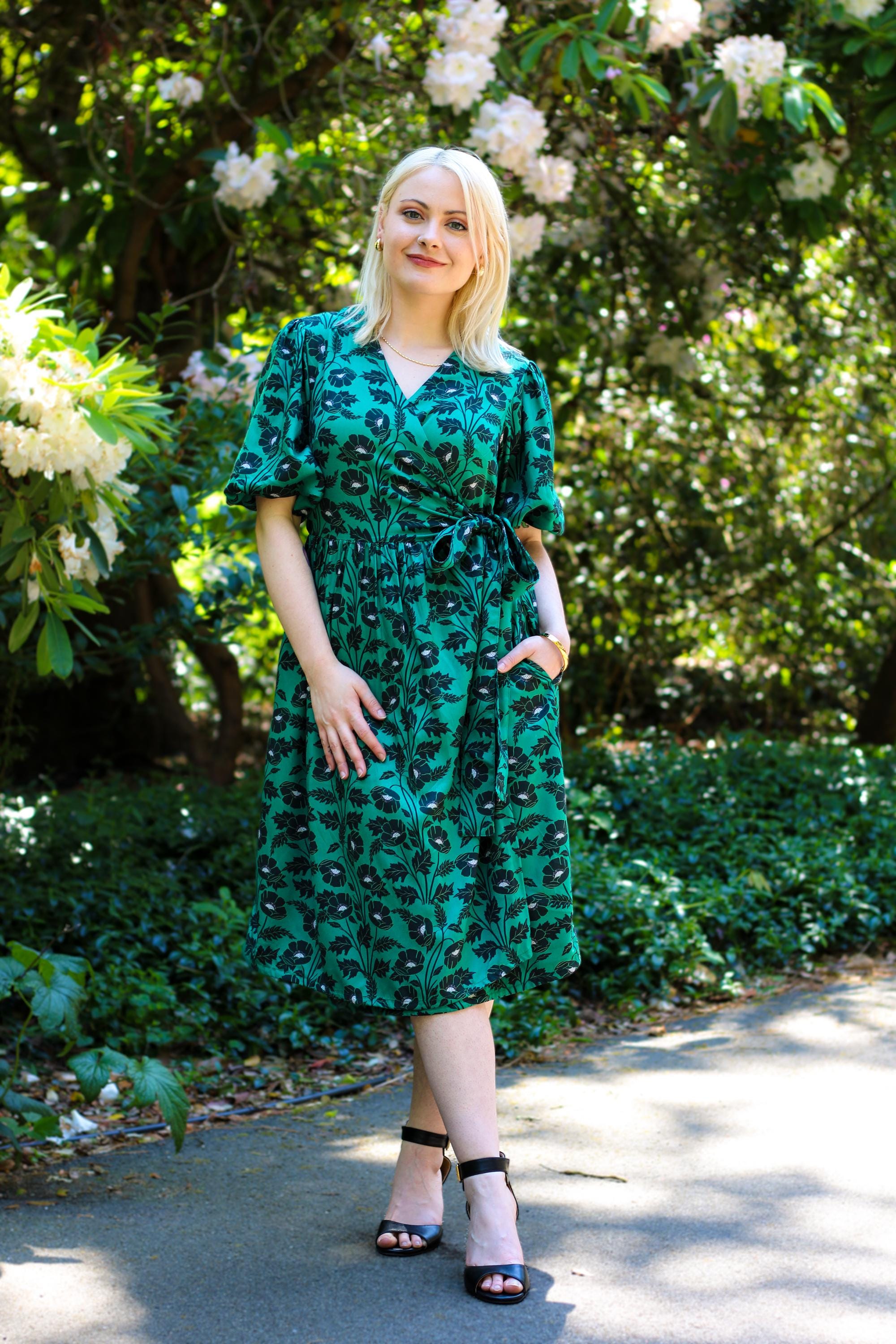 cotton on green dress Floral Wrap Dress, Green Wrap Dress, Summer Wrap Dress, Organic Cotton Dress, Cotton Wrap Dresses, Summer Dress, Flower Print Organic cotton maxi dress