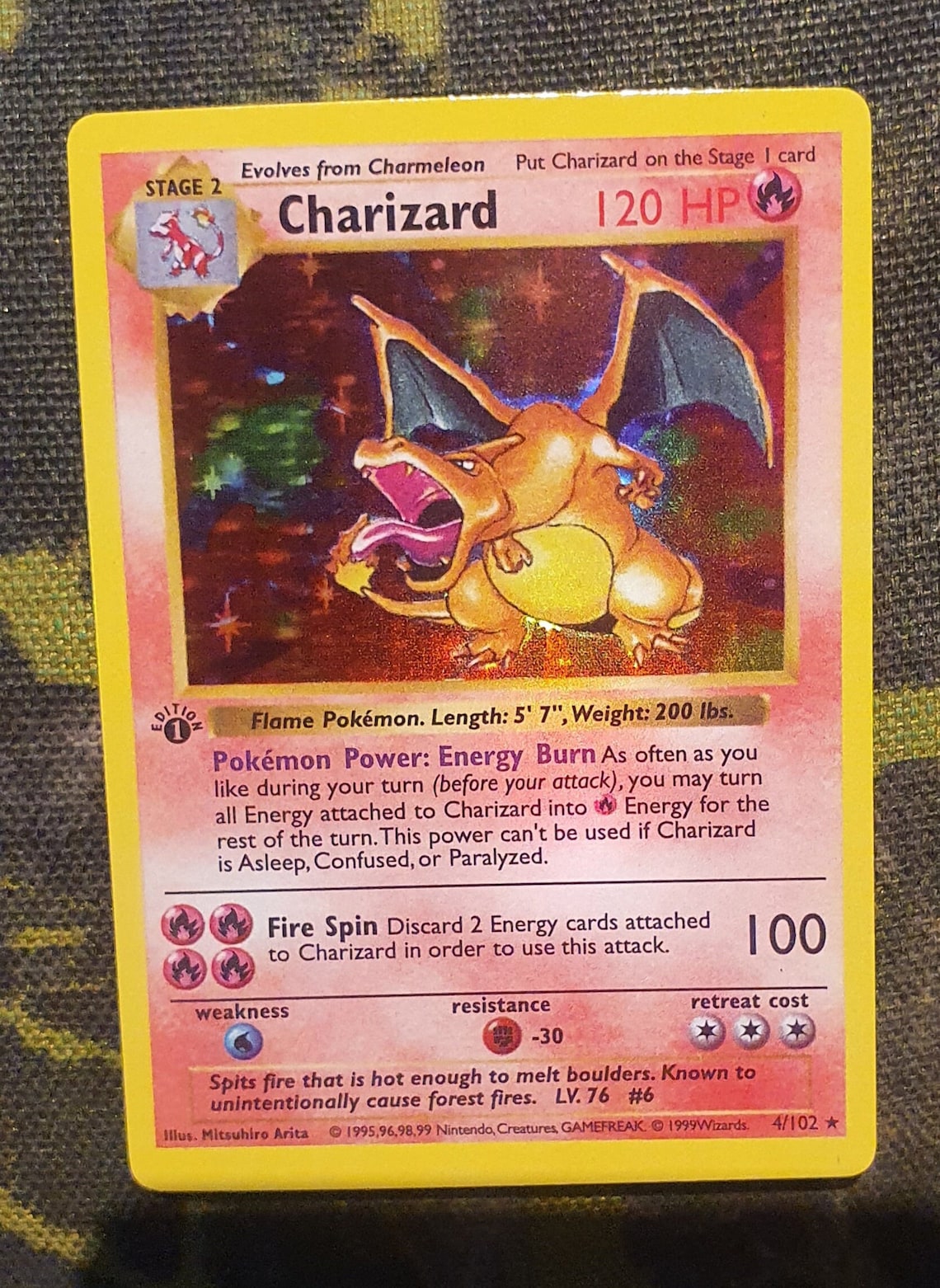 Charizard 1st Edition Shadowless Base Set 4/102 Pokemon HOLO Etsy