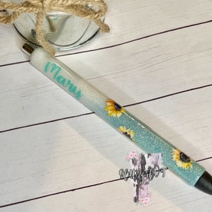 sunflower pen, sunflower, gifts for her, sunflower pen, sunflower glitter pen, Sunflower pen, Custom pen, refillable, Personalized