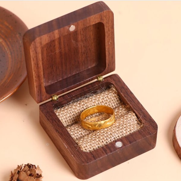 Personalized Wedding Ring Box , Engagement Ring Box Ring , Wood Ring Box, Ring Jewelry Box with Vintage Linen, Necklaces, Earrings, Bracelet