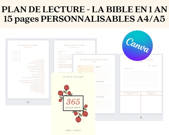PLAN De LECTURE La Bible En 1 an Personnalisable Dans - Etsy