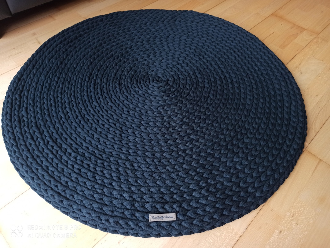Scandinavian Rug Crocheted in Chunky Knit Round Rug Cotton Gift