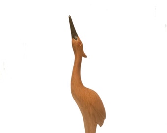 Wooden Hand-Carved Heron Egret Crane Bird
