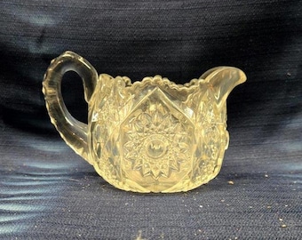 Clear Etched Glass Pitcher Décor – Collectible Glass Pitcher – Vintage Glass Pitcher Décor