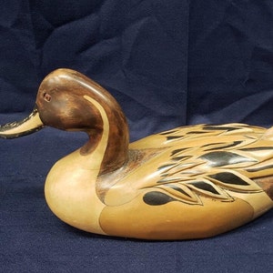 Wooden Duck Decoy – Large Duck Decoy – Hunter’s Gift – Collectible Solid Wood Carved Duck Decoy – Desk, Mantle, Table Décor, Hunting Décor