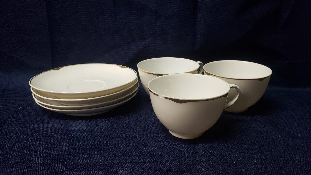 MZ Austria Habsburg China White and Gold Trimmed Teacups and Saucers – Collectible Vintage Saucers and Cups