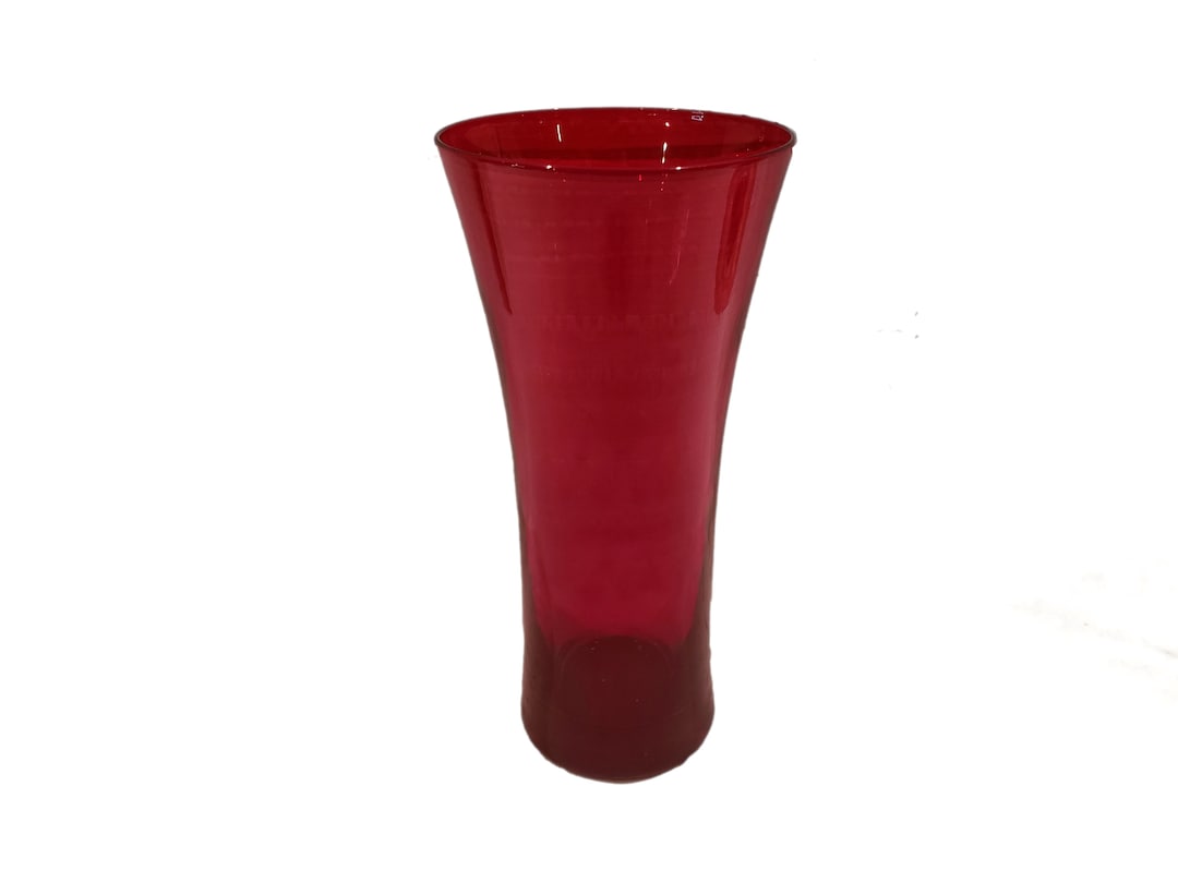Tall Red Glass Flower Vase Spring Vase Spring Bouqet Beautiful Vase