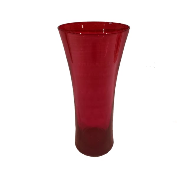 Tall Red Glass Flower Vase - Spring Vase - Spring Bouqet - Beautiful Vase - Mantle Decor - Living Room Decor - Collectible Glass - Pretty