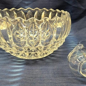 Clear Etched Glass Punch Bowl – Punch Bowl with Glass Ladle – Beautiful Punch Bowl for Parties and Brunches
