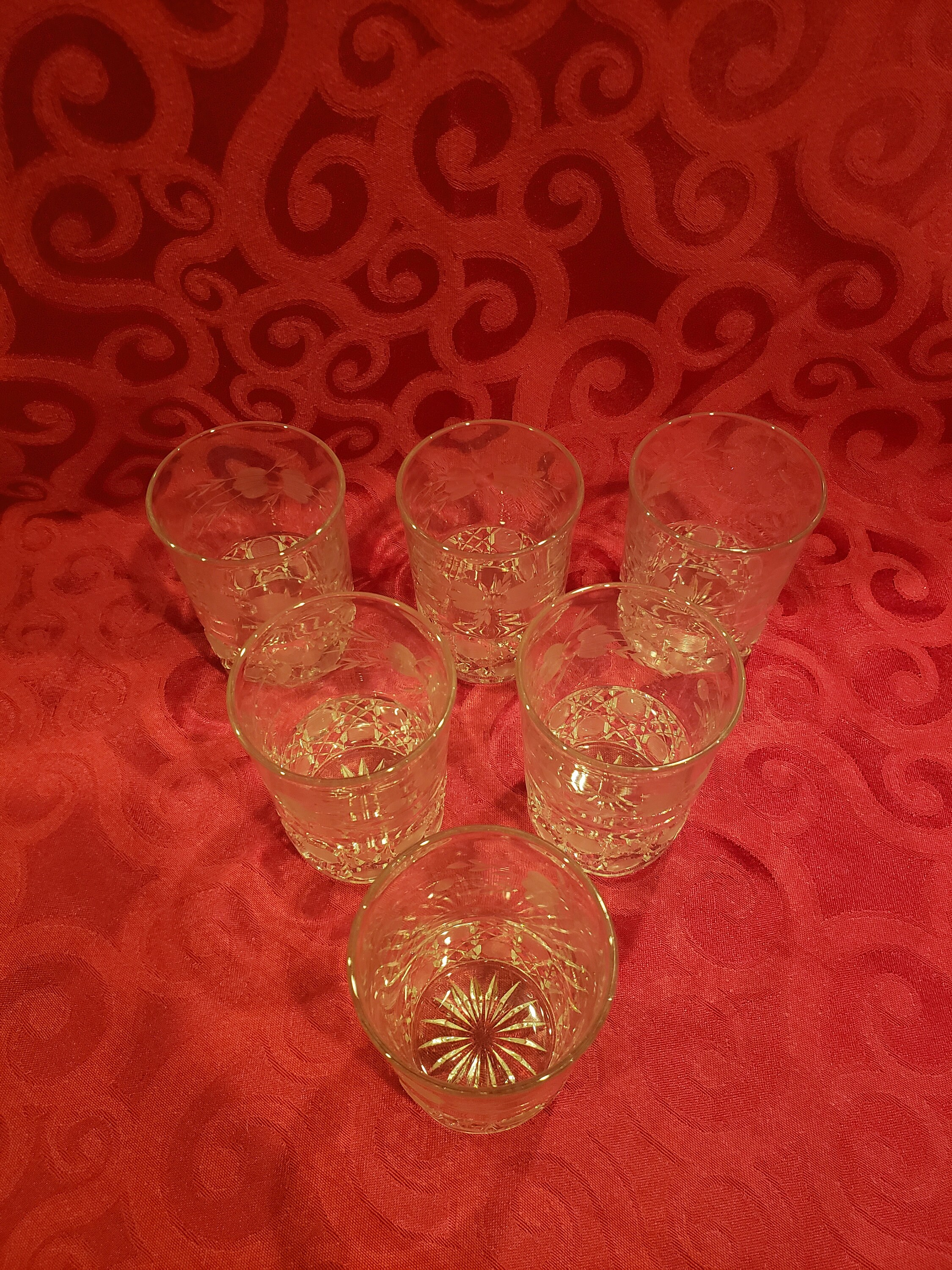 Juice Glasses Set of 6 Juice Glasses With Etched Patterns Drinkware and