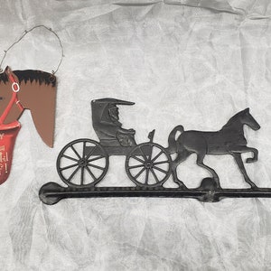 Metal Weathervane with Horse and Buggy – Hanging Horse Sign – Wall Décor
