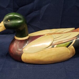 Vintage Gray and Brown Duck with Green Head and Brown Body - Collectible Duck Décor – Duck Decoy – Hunting Décor – Vintage Duck Décor