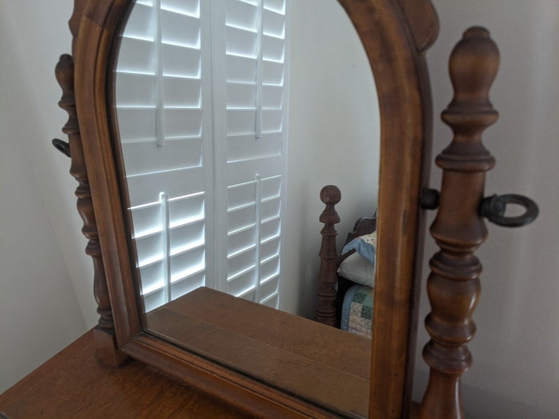 Vintage Colonial Style Wooden Dresser Top Shaving Mirror Etsy