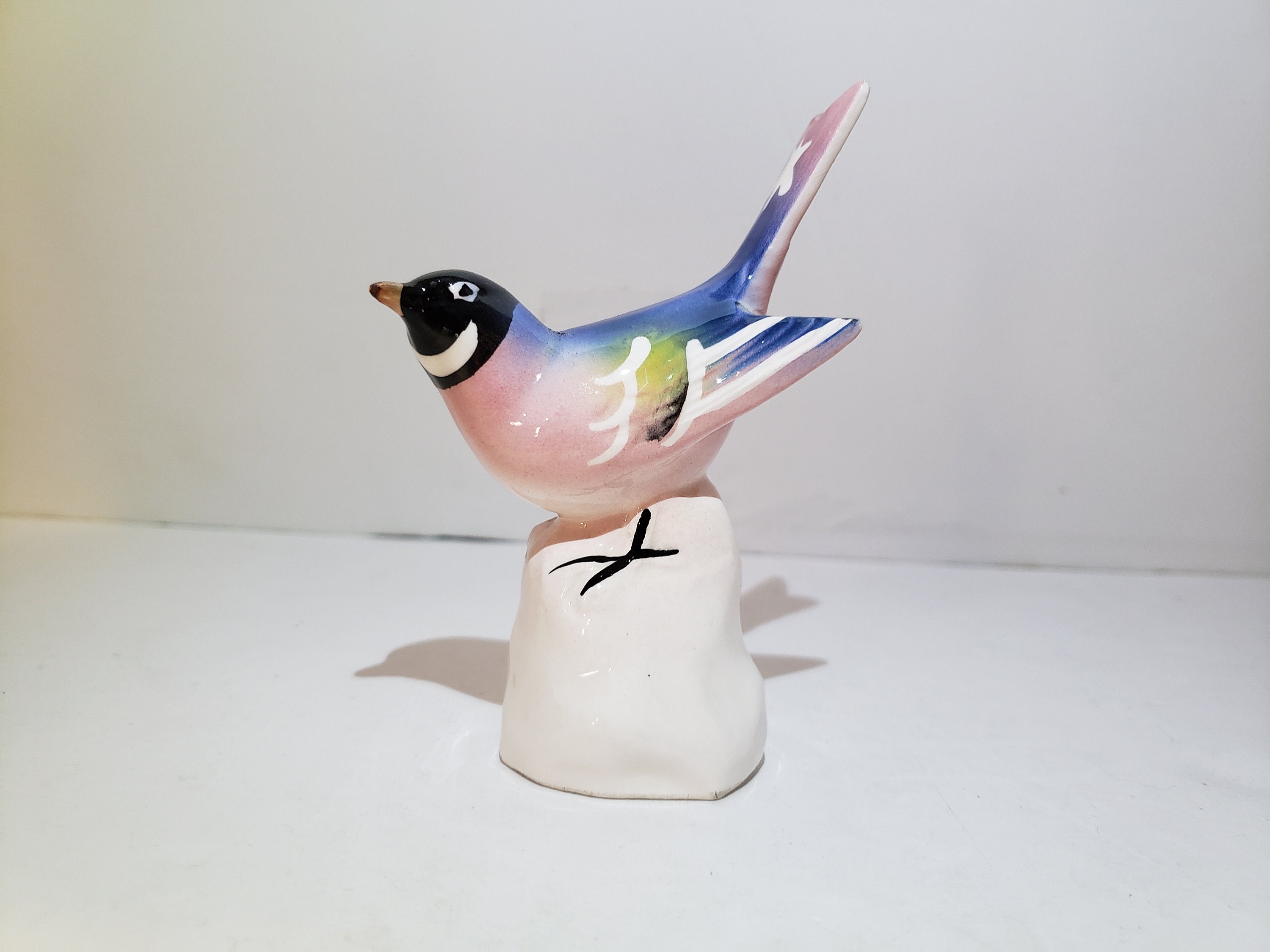 Vintage Japanese Bluebird Figurine: Pink Accents, Mantle Decor - Etsy