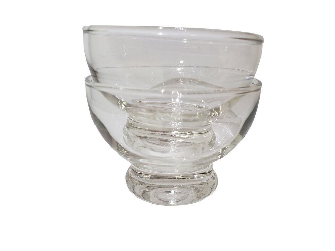 Vintage Set of Two Glass Bowls Pudding Cups Glass Cups Spring Decor